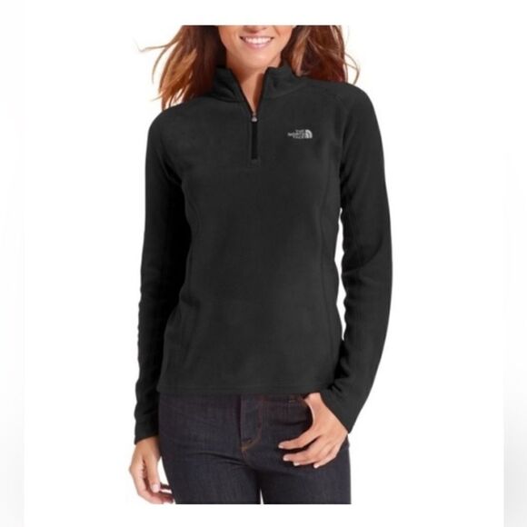 North Face Fleece 1/4 Zip pullover sweater Women’s M black outerwear jumper - Picture 14 of 15